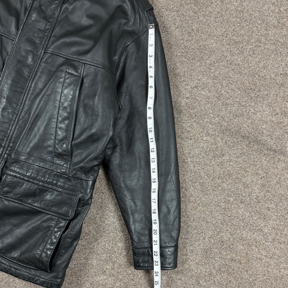 London Fog Black Genuine Leather Full Zip Heavyweight Jacket Men’s M Quilt Lined - Picture 8 of 11